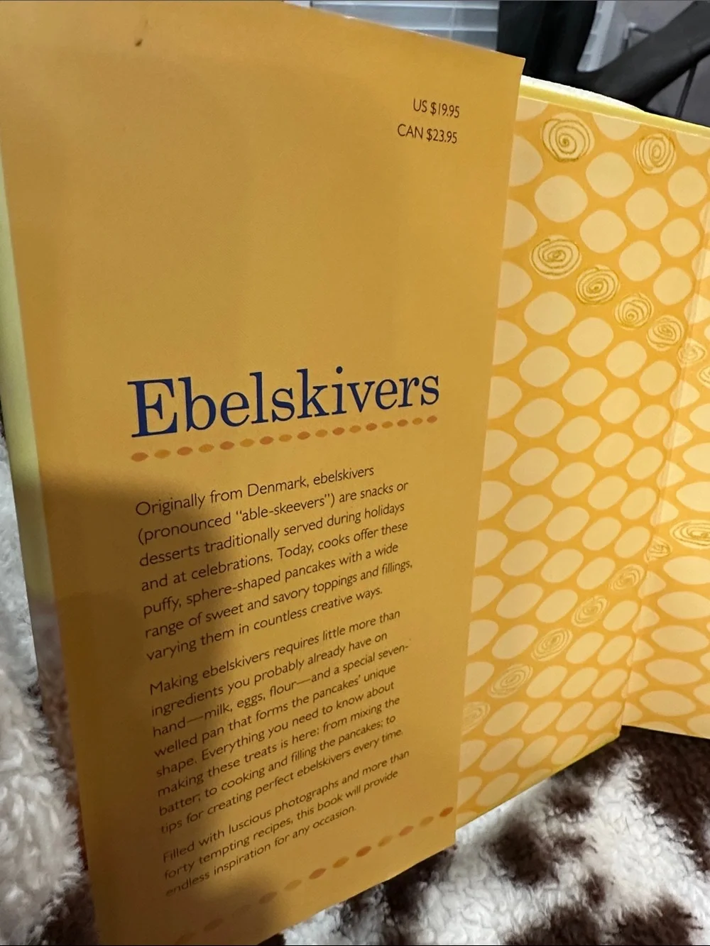Ebelskivers Hard Cover Cookbook - Yellow Cover with Food Photo